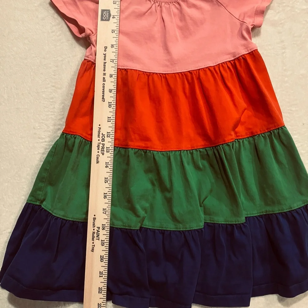 Hanna Andersson Girls 4 (100) Color Block Dress Pink Red Green Blue Cotton